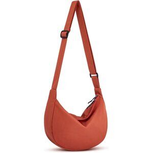 Small Sling Crossbody Brick Red Bag Women Men Mini Crescent Nylon Bag Zippers